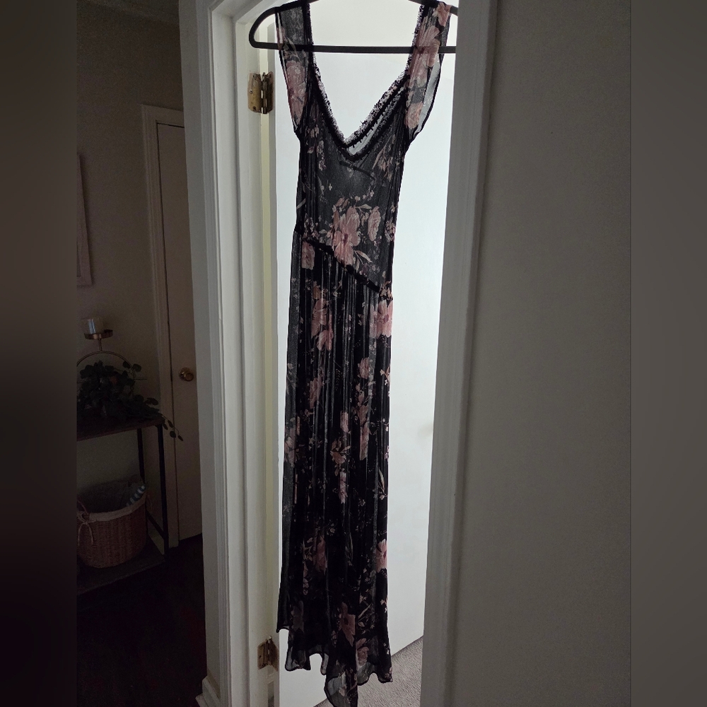 Sheer Black Floral Maxi Dress